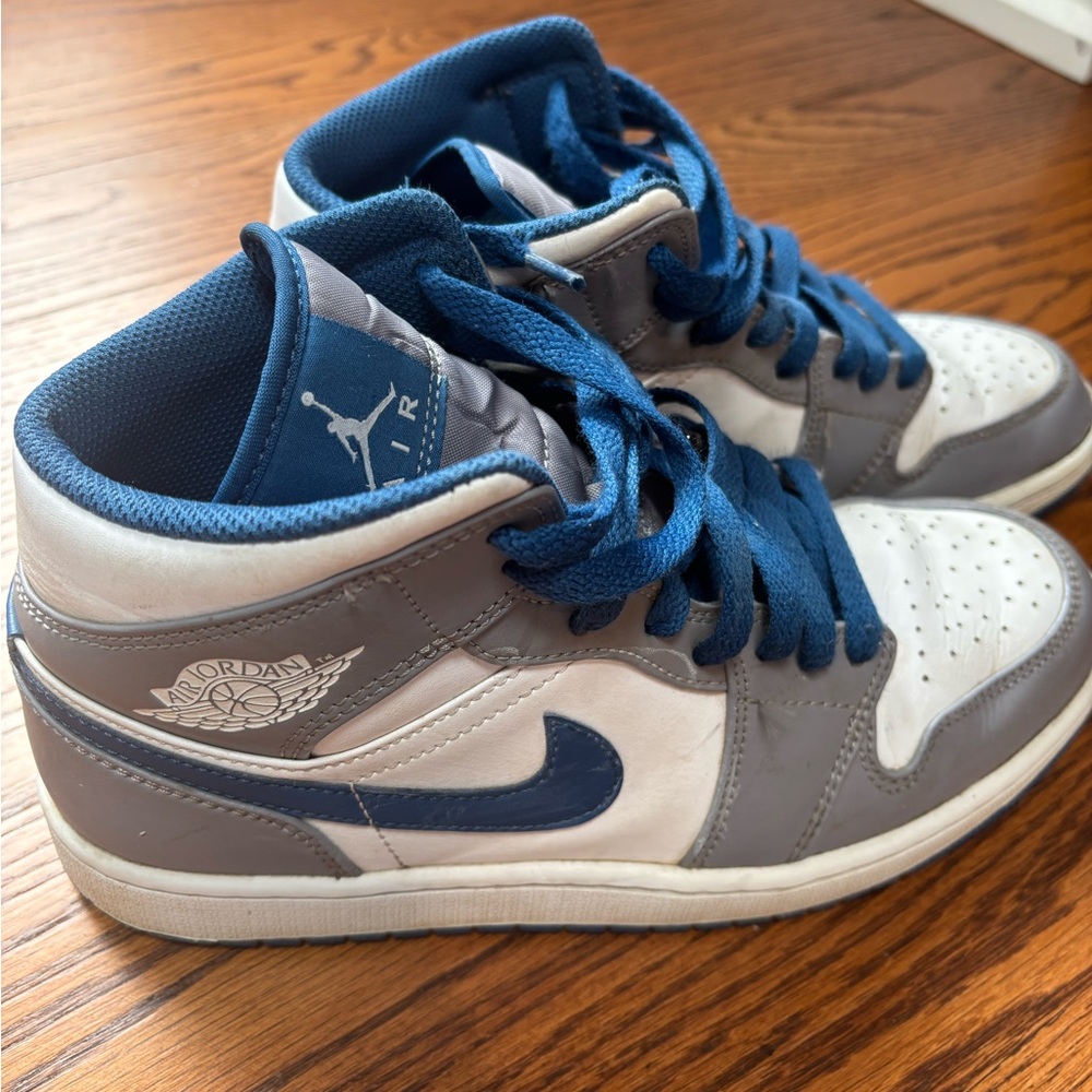 Air Jordan Gray and Blue Sneakers